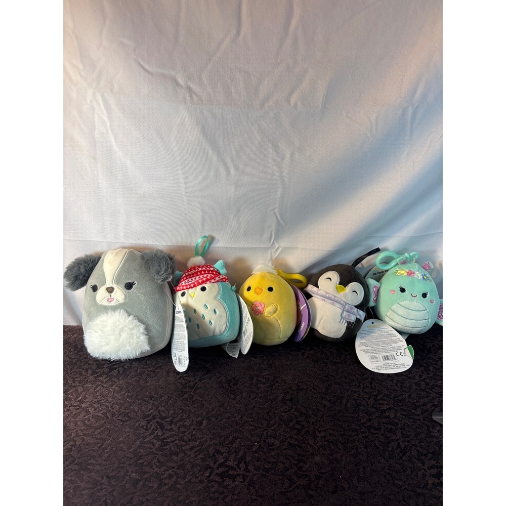 Squishmallows Plush Bundle Malu (no clip) Winston Triston Luna Reina Set of 5